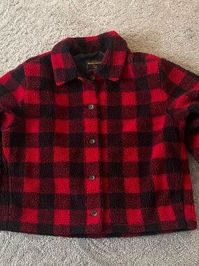 Woolrich Red and Black Buffalo Plaid Sherpa Coat women’s XL